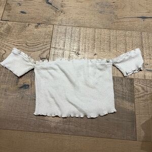M Boutique Off Shoulder Crop Top - White, XS